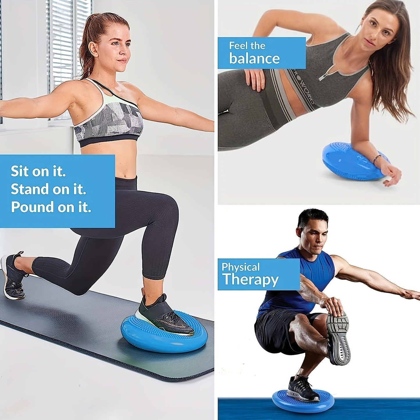 2pcs Inflatable Balance Boards - Stability & Core Strength Trainer(Blue & Purple)