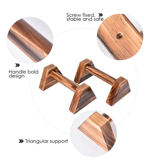 Wooden Push-Up Stands - Gym Exercise Bars for Chest Training