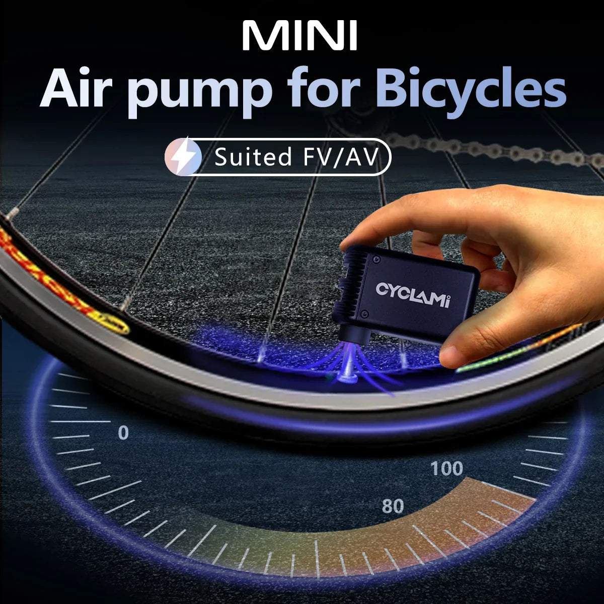 A2 Mini Portable Electric Bike Pump Cordless Aluminum Air Inflator Black